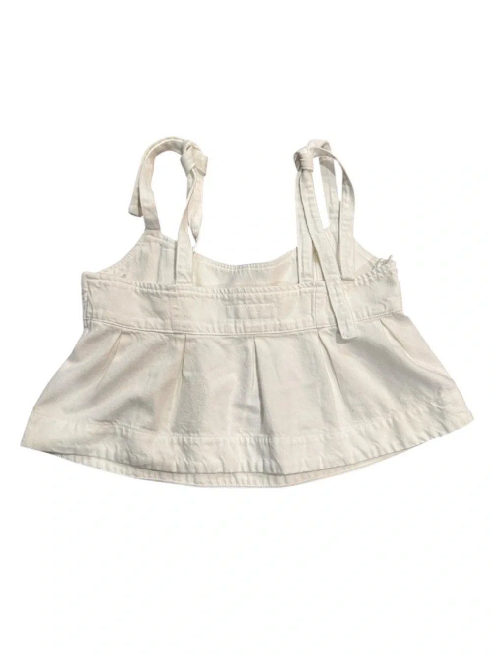 White Tie Strap Crop Top Babydoll Tank Summer Minimal - Picture 4 of 4